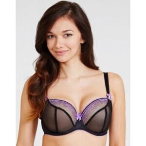 Curvy Kate Black purple bra sz 38F Mesh Underwire Bra